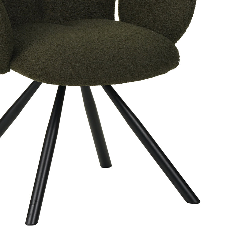 Πολυθρόνα Garzele Πράσινο Μπουκλέ Ύφασμα-Πόδι Μαύρο Μέταλλο 68x66x82.5
