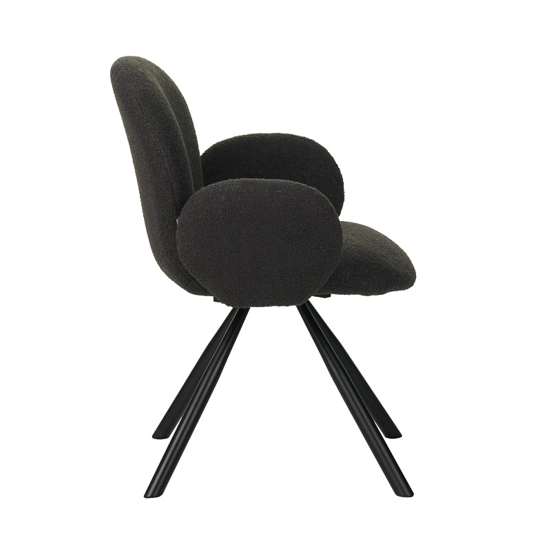 Πολυθρόνα Garzele Ανθρακί Μπουκλέ Ύφασμα-Πόδι Μαύρο Μέταλλο 68x66x82.5