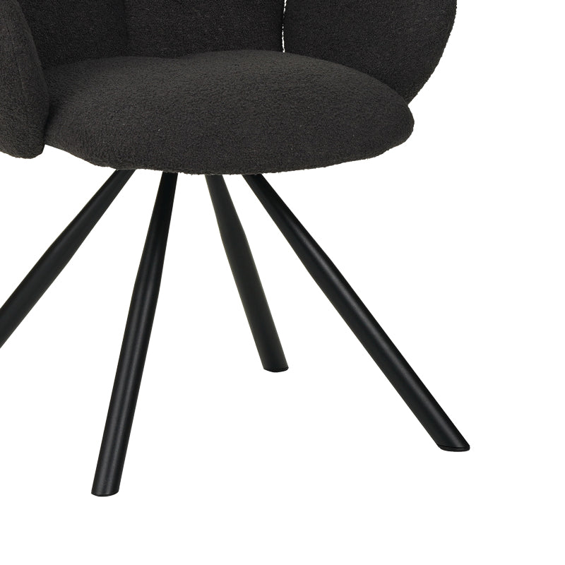 Πολυθρόνα Garzele Ανθρακί Μπουκλέ Ύφασμα-Πόδι Μαύρο Μέταλλο 68x66x82.5