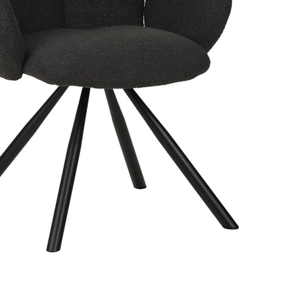 Πολυθρόνα Garzele Ανθρακί Μπουκλέ Ύφασμα-Πόδι Μαύρο Μέταλλο 68x66x82.5