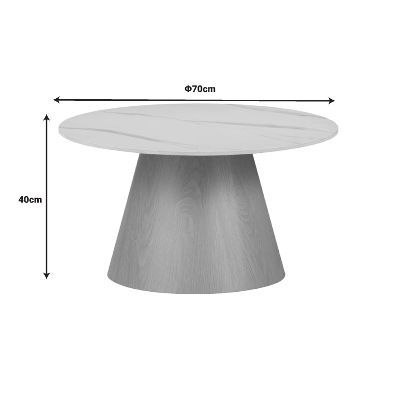 Βοηθητικό Τραπέζι Soleire Λευκό Μαρμάρου Sintered Stone Φ70x40