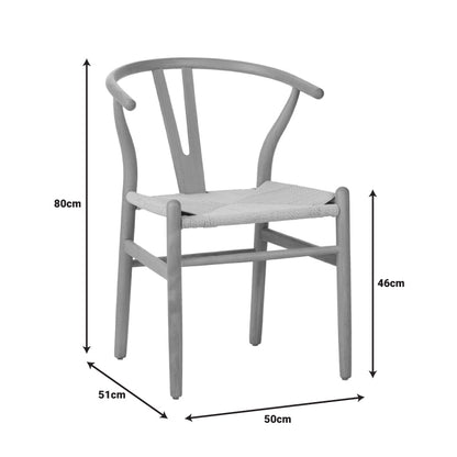 Καρέκλα Wishbone Rubberwood-Σχοινί σε Φυσική Απόχρωση 50x51x80