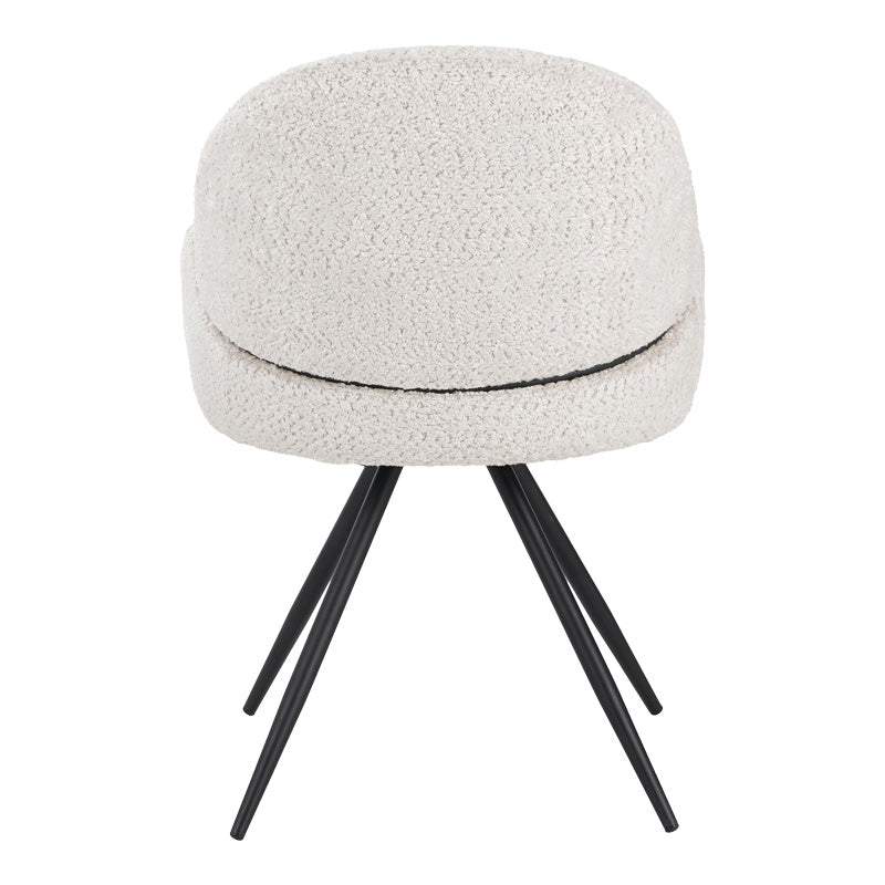 Καρέκλα Περιστρεφόμενη Morea Μπουκλέ Ύφασμα σε Μπεζ Απόχρωση με Μαύρα Μεταλλικά Πόδια 68x66x82.5
