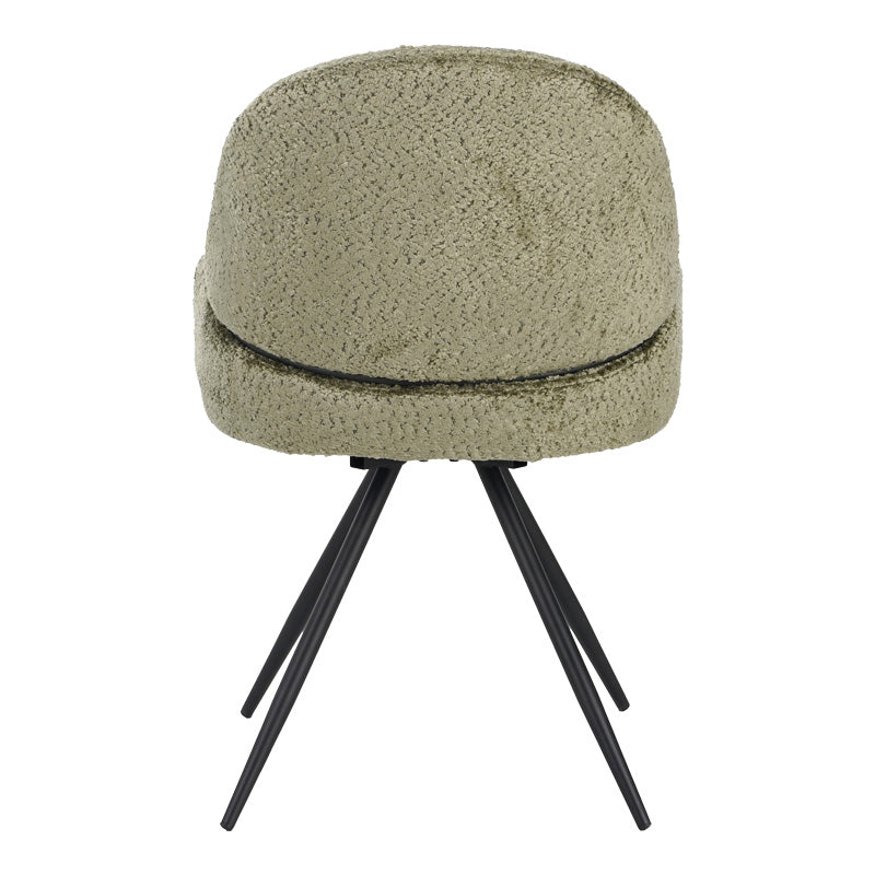 Καρέκλα Περιστρεφόμενη Morea Μπουκλέ Ύφασμα σε Μέντα Απόχρωση με Μαύρα Μεταλλικά Πόδια 68x66x82.5