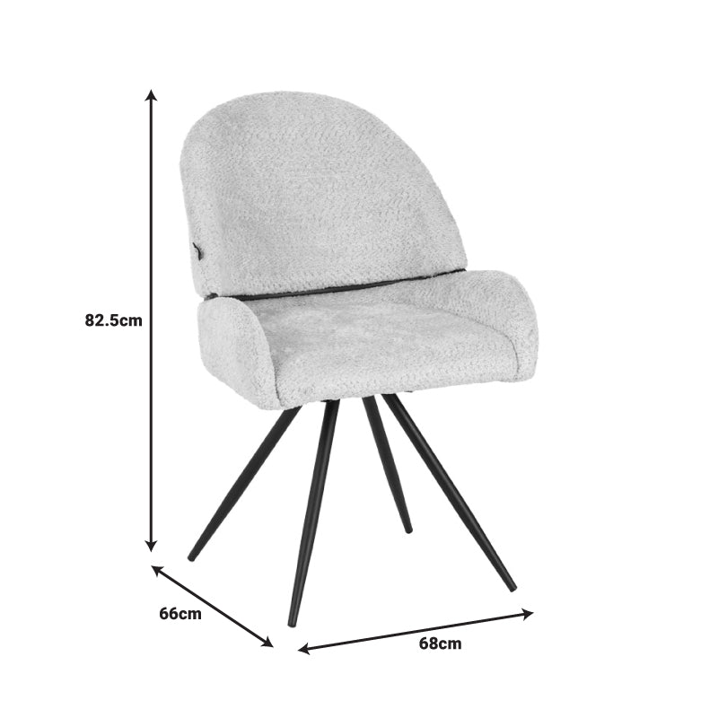 Καρέκλα Περιστρεφόμενη Morea Μπουκλέ Ύφασμα σε Μέντα Απόχρωση με Μαύρα Μεταλλικά Πόδια 68x66x82.5