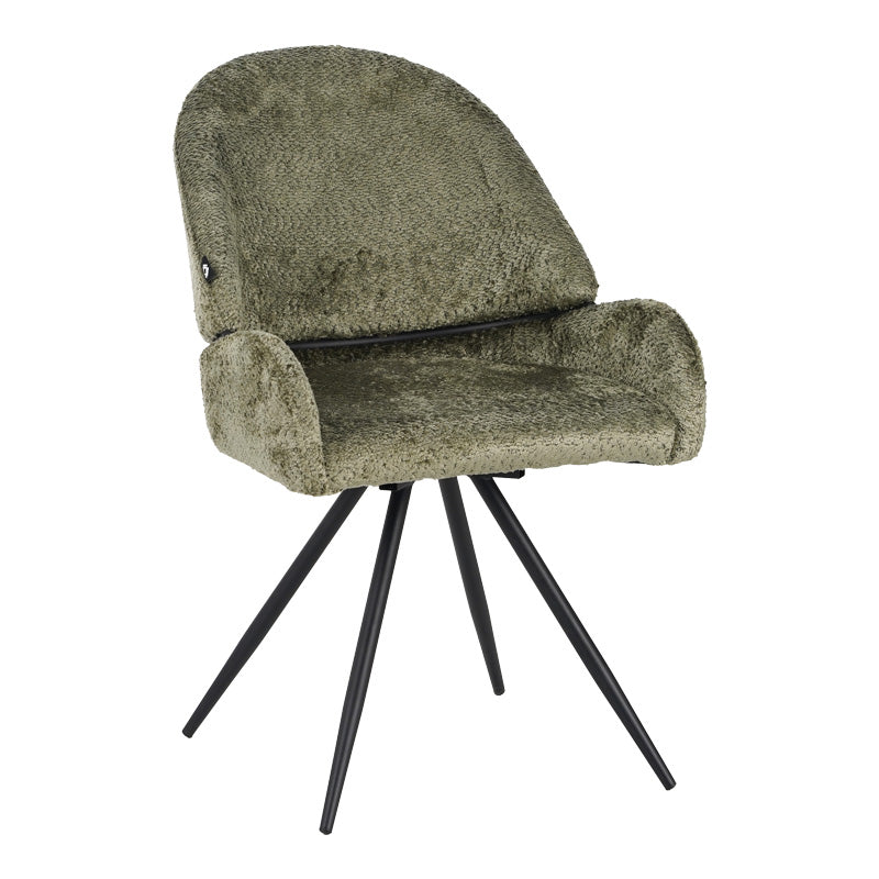 Καρέκλα Περιστρεφόμενη Morea Μπουκλέ Ύφασμα σε Μέντα Απόχρωση με Μαύρα Μεταλλικά Πόδια 68x66x82.5