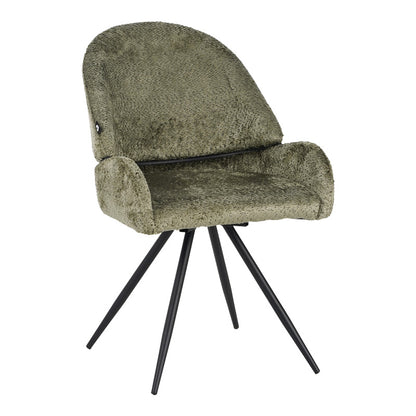Καρέκλα Περιστρεφόμενη Morea Μπουκλέ Ύφασμα σε Μέντα Απόχρωση με Μαύρα Μεταλλικά Πόδια 68x66x82.5