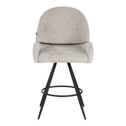 Σκαμπό Μπαρ Περιστρεφόμενο Morea Μπουκλέ Ύφασμα σε Μπεζ Απόχρωση με Μαύρα Μεταλλικά Πόδ