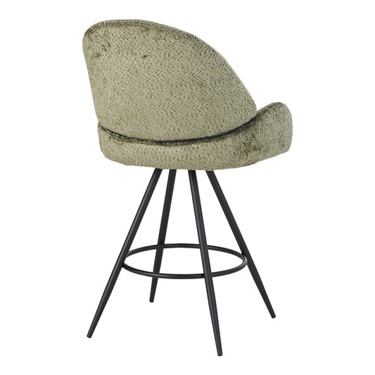 Σκαμπό Μπαρ Περιστρεφόμενο Morea Μπουκλέ Ύφασμα σε Μέντα Απόχρωση με Μαύρα Μεταλλικά Πόδια 68x66x82.5