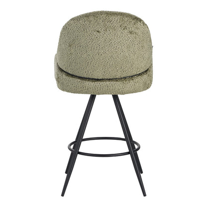 Σκαμπό Μπαρ Περιστρεφόμενο Morea Μπουκλέ Ύφασμα σε Μέντα Απόχρωση με Μαύρα Μεταλλικά Πόδια 68x66x82.5