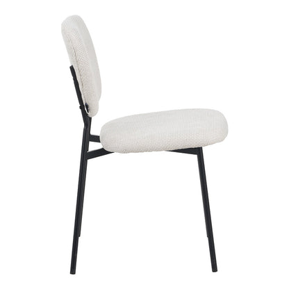 Καρέκλα Cathair Μπουκλέ Ύφασμα σε Μπεζ Απόχρωση με Μαύρα Μεταλλικά Πόδια 68x66x82.5