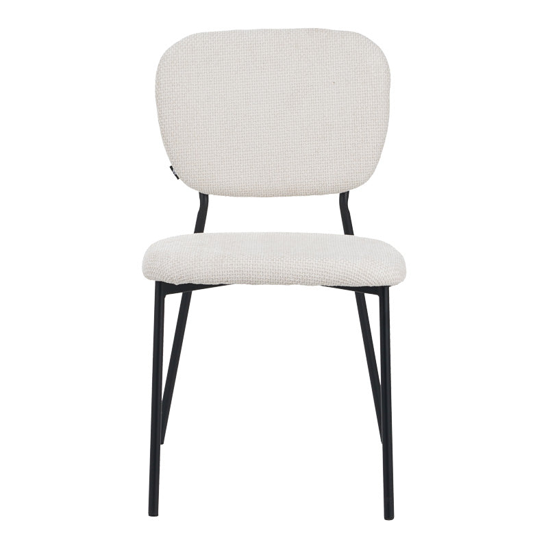 Καρέκλα Cathair Μπουκλέ Ύφασμα σε Μπεζ Απόχρωση με Μαύρα Μεταλλικά Πόδια 68x66x82.5