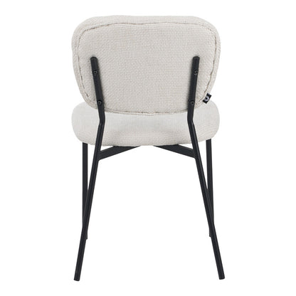 Καρέκλα Cathair Μπουκλέ Ύφασμα σε Μπεζ Απόχρωση με Μαύρα Μεταλλικά Πόδια 68x66x82.5