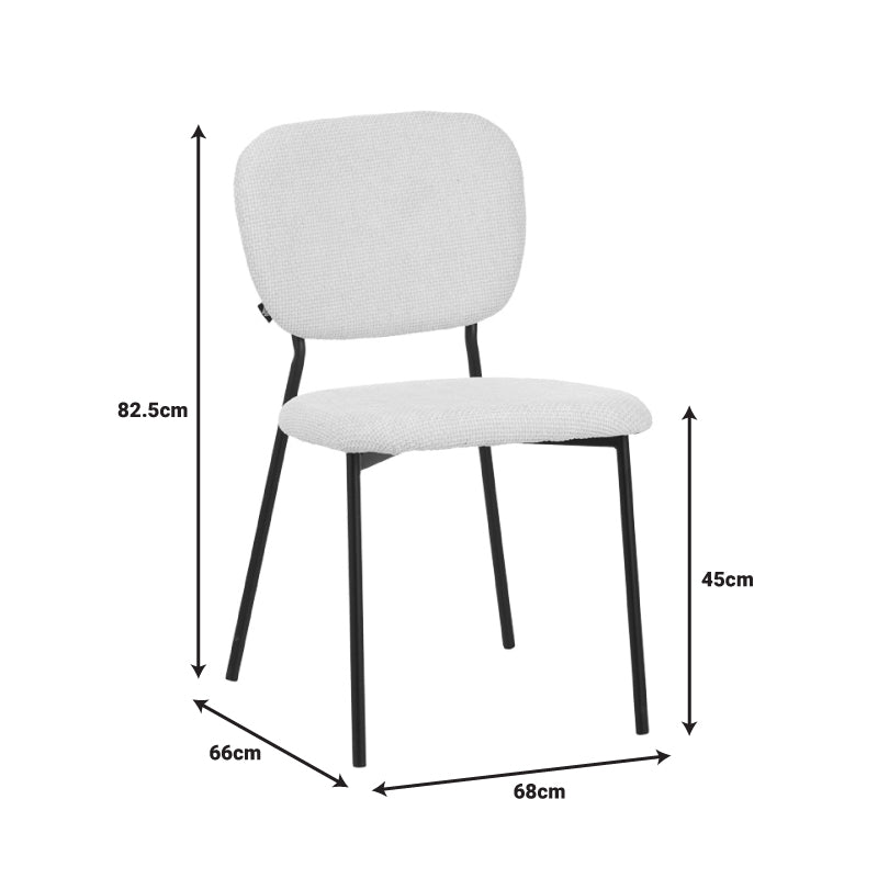 Καρέκλα Cathair Μπουκλέ Ύφασμα σε Μπεζ Απόχρωση με Μαύρα Μεταλλικά Πόδια 68x66x82.5