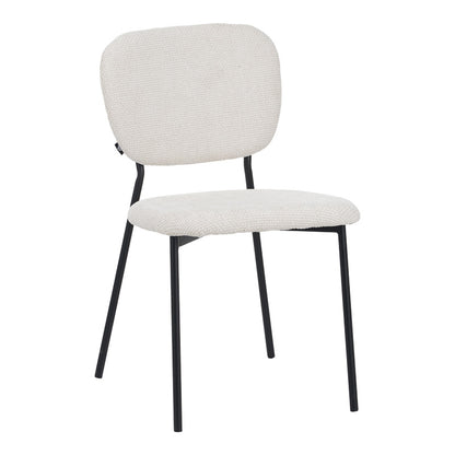 Καρέκλα Cathair Μπουκλέ Ύφασμα σε Μπεζ Απόχρωση με Μαύρα Μεταλλικά Πόδια 68x66x82.5