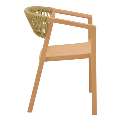 Πολυθρόνα Sillia Στοιβαζόμενη PP Cappuccino Απόχρωση με Μπεζ Rattan 55x52x74.5