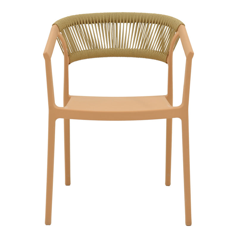 Πολυθρόνα Sillia Στοιβαζόμενη PP Cappuccino Απόχρωση με Μπεζ Rattan 55x52x74.5