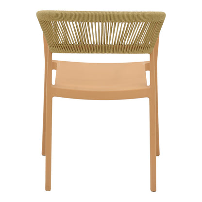 Πολυθρόνα Sillia Στοιβαζόμενη PP Cappuccino Απόχρωση με Μπεζ Rattan 55x52x74.5