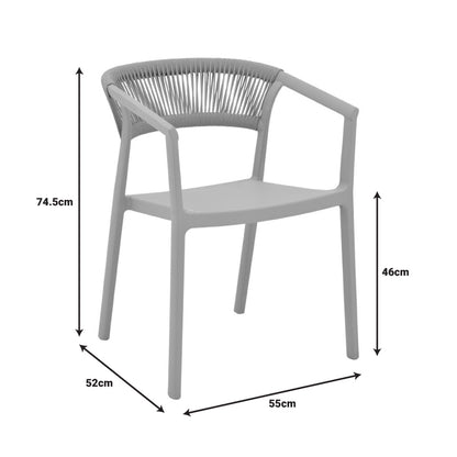 Πολυθρόνα Sillia Στοιβαζόμενη PP Cappuccino Απόχρωση με Μπεζ Rattan 55x52x74.5