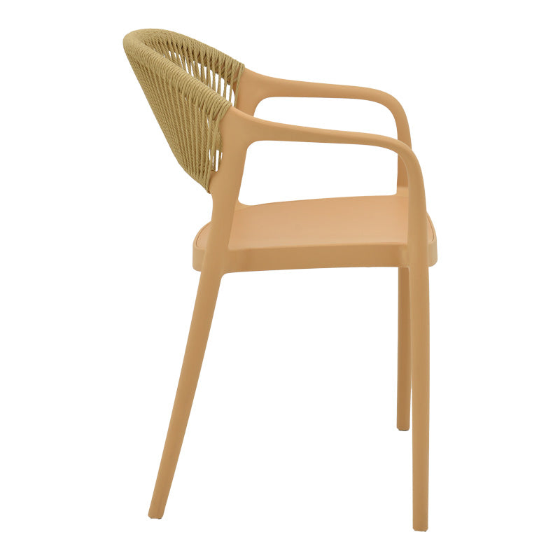 Πολυθρόνα Ankara Στοιβαζόμενη PP Cappuccino Απόχρωση με Μπεζ Rattan 57x48x80