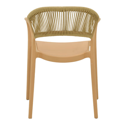 Πολυθρόνα Ankara Στοιβαζόμενη PP Cappuccino Απόχρωση με Μπεζ Rattan 57x48x80