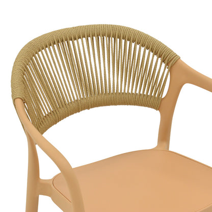 Πολυθρόνα Ankara Στοιβαζόμενη PP Cappuccino Απόχρωση με Μπεζ Rattan 57x48x80