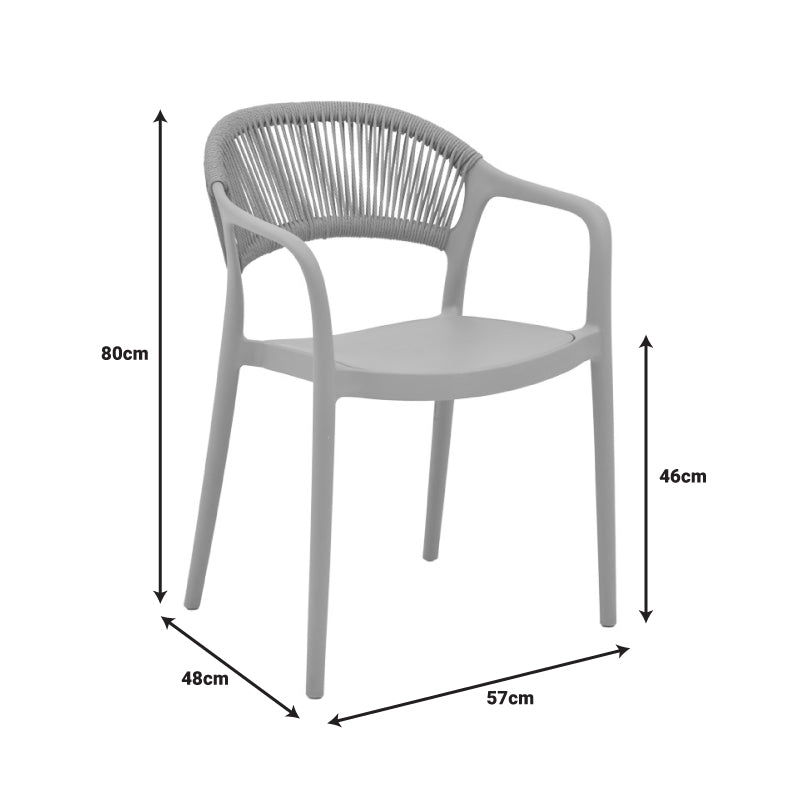 Πολυθρόνα Ankara Στοιβαζόμενη PP Cappuccino Απόχρωση με Μπεζ Rattan 57x48x80