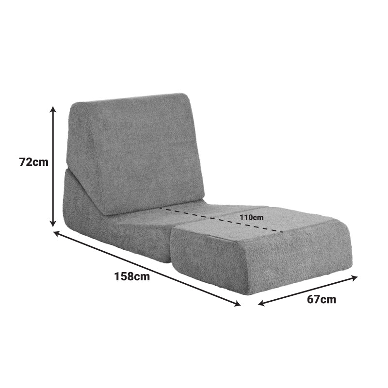 Πολυθρόνα-Κρεβάτι Ferderina Ύφασμα σε Ανθρακί Απόχρωση 90x76x65