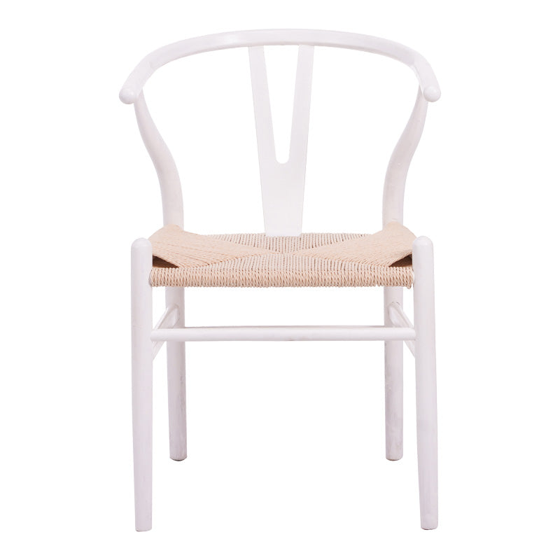 Καρέκλα Wishbone Rubberwood-Σχοινί σε Λευκή Απόχρωση 53.5x57x74