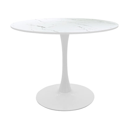 Τραπέζι Balou MDF σε Λευκή Απόχρωση με Όψη Μαρμάρου Φ100x76