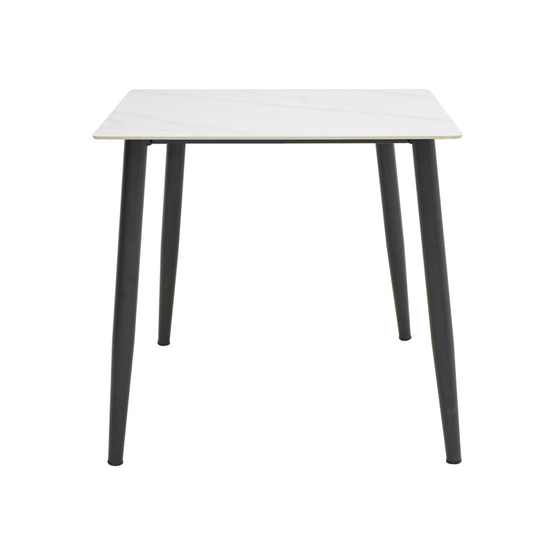Τραπέζι Gustas Ι Λευκό Μαρμάρου Sintered Stone-Μαύρο Μέταλλο 80x80x76