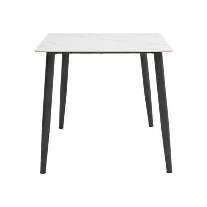 Τραπέζι Gustas Ι Λευκό Μαρμάρου Sintered Stone-Μαύρο Μέταλλο 80x80x76