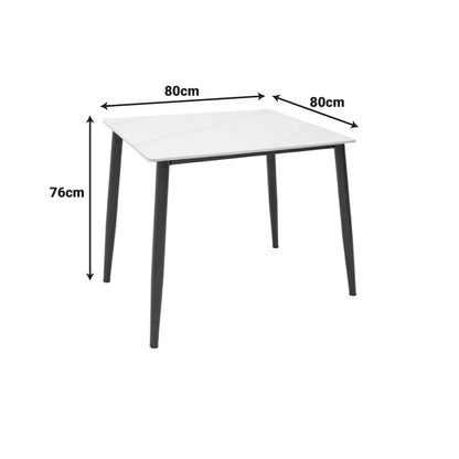 Τραπέζι Gustas Ι Λευκό Μαρμάρου Sintered Stone-Μαύρο Μέταλλο 80x80x76