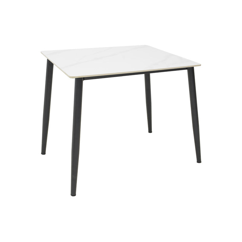 Τραπέζι Gustas Ι Λευκό Μαρμάρου Sintered Stone-Μαύρο Μέταλλο 80x80x76