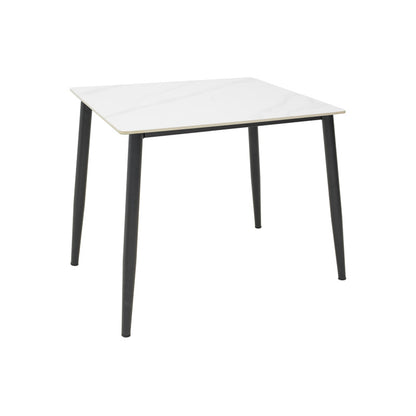 Τραπέζι Gustas Ι Λευκό Μαρμάρου Sintered Stone-Μαύρο Μέταλλο 80x80x76