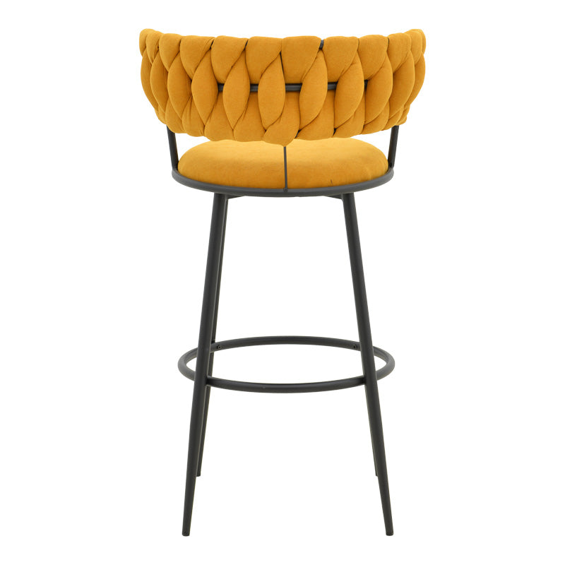 Σκαμπό Μπαρ Alkia I Ύφασμα σε Κίτρινη Απόχρωση - Πόδι Μαύρο Μέταλλο 50x56x95