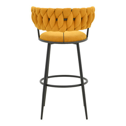 Σκαμπό Μπαρ Alkia I Ύφασμα σε Κίτρινη Απόχρωση - Πόδι Μαύρο Μέταλλο 50x56x95