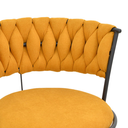 Σκαμπό Μπαρ Alkia I Ύφασμα σε Κίτρινη Απόχρωση - Πόδι Μαύρο Μέταλλο 50x56x95