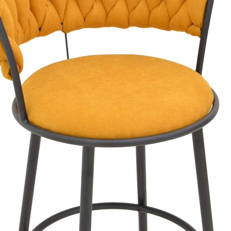 Σκαμπό Μπαρ Alkia I Ύφασμα σε Κίτρινη Απόχρωση - Πόδι Μαύρο Μέταλλο 50x56x95