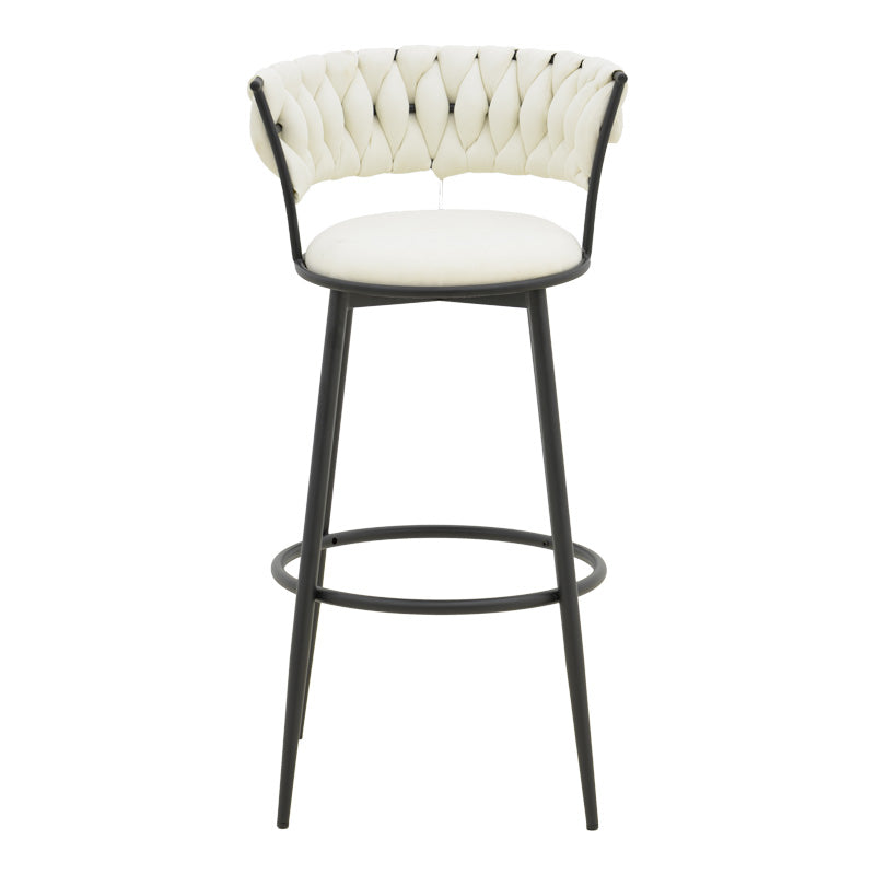 Σκαμπό Μπαρ Alkia I Ύφασμα σε Εκρού Απόχρωση - Πόδι Μαύρο Μέταλλο 50x56x95