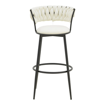 Σκαμπό Μπαρ Alkia I Ύφασμα σε Εκρού Απόχρωση - Πόδι Μαύρο Μέταλλο 50x56x95