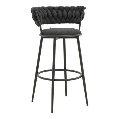 Σκαμπό Μπαρ Alkia I Ύφασμα σε Μαύρη Απόχρωση - Πόδι Μαύρο Μέταλλο 50x56x95