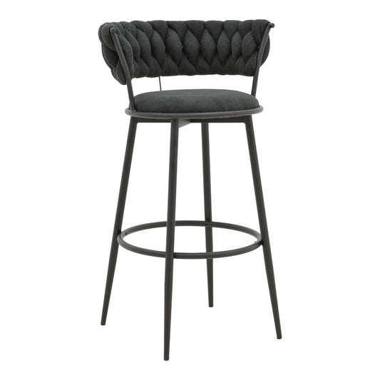 Σκαμπό Μπαρ Alkia I Ύφασμα σε Μαύρη Απόχρωση - Πόδι Μαύρο Μέταλλο 50x56x95