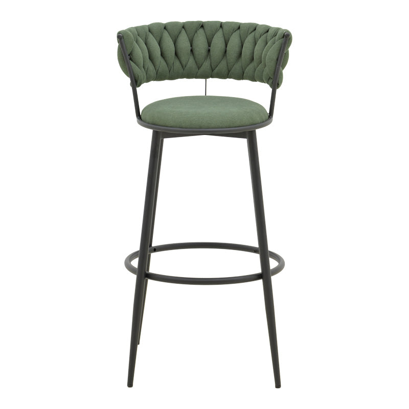 Σκαμπό Μπαρ Alkia I Ύφασμα σε Χακί Απόχρωση- Πόδι Μαύρο Μέταλλο 50x56x95