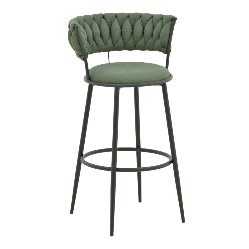 Σκαμπό Μπαρ Alkia I Ύφασμα σε Χακί Απόχρωση- Πόδι Μαύρο Μέταλλο 50x56x95