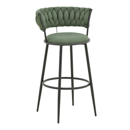 Σκαμπό Μπαρ Alkia I Ύφασμα σε Χακί Απόχρωση- Πόδι Μαύρο Μέταλλο 50x56x95