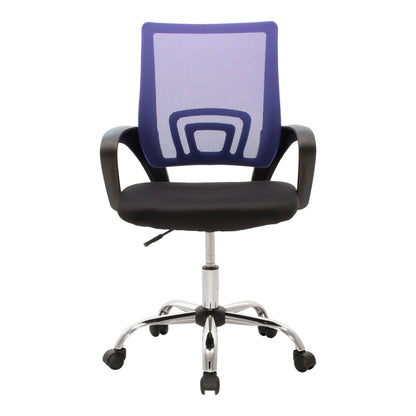 Καρέκλα Γραφείου Berto II με Ανάκλιση Ύφασμα Mesh σε Μπλε-Μαύρη Απόχρωση και Βάση Χρωμίου 60x48x85-95