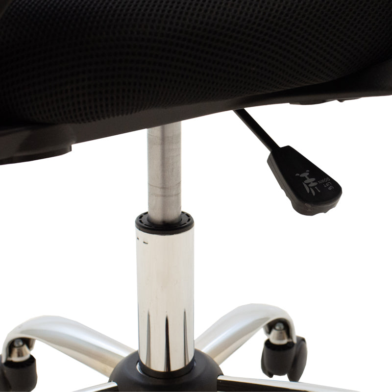 Καρέκλα Γραφείου Berto II με Ανάκλιση Ύφασμα Mesh σε Μπλε-Μαύρη Απόχρωση και Βάση Χρωμίου 60x48x85-95