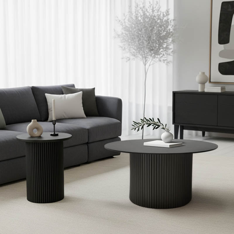 Dovel Living Room Tables MDF-Metal Set of 2 Pieces Black