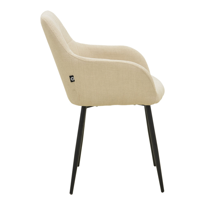Armchair Zerfia Beige Fabric-Black Metal Leg 43x59.5x85
